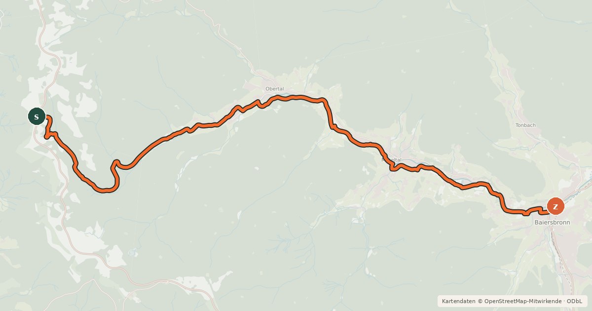 Kartenübersicht der Radroute Tour de Murg - Murgursprung