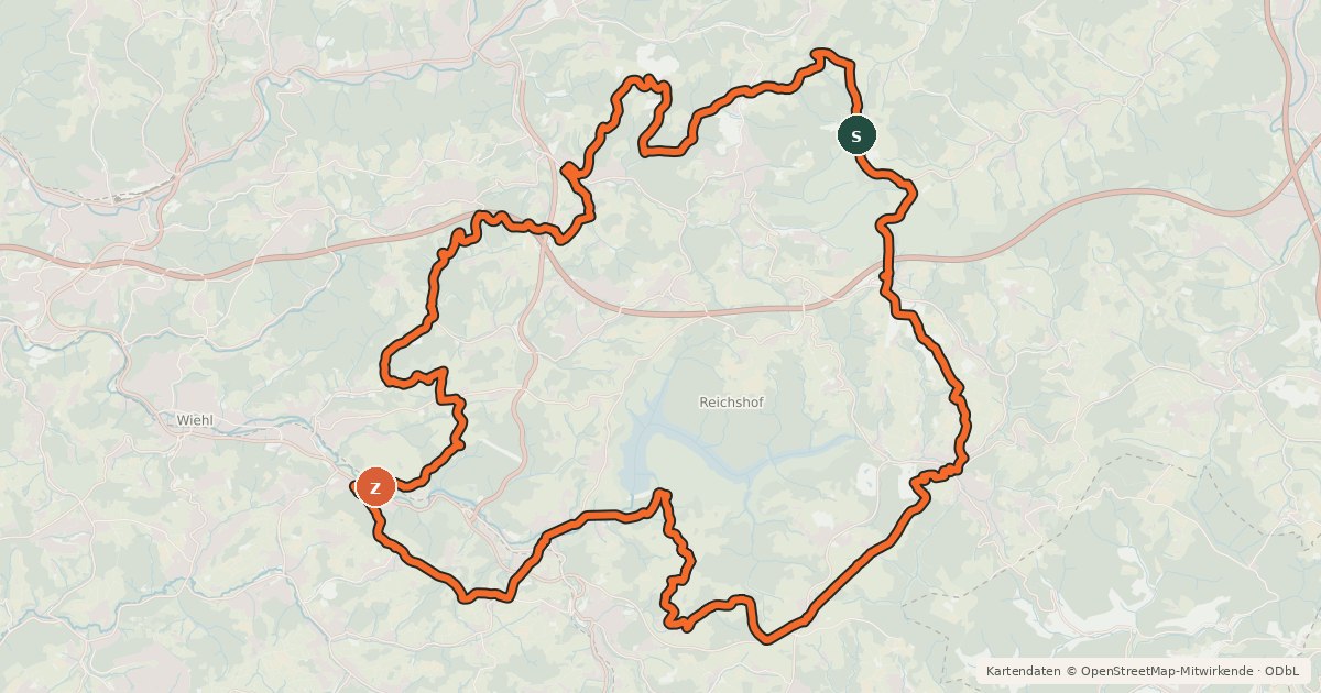 Kartenübersicht der Radroute Tour de Reichshof