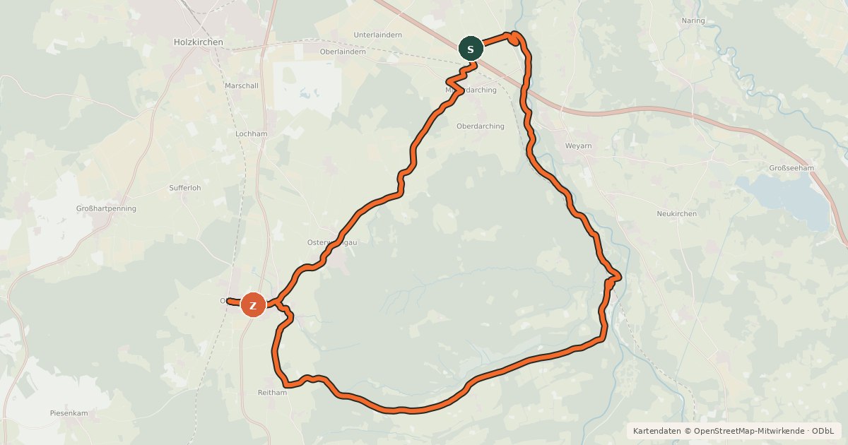 Kartenübersicht der Radroute Tour de Taubenberg