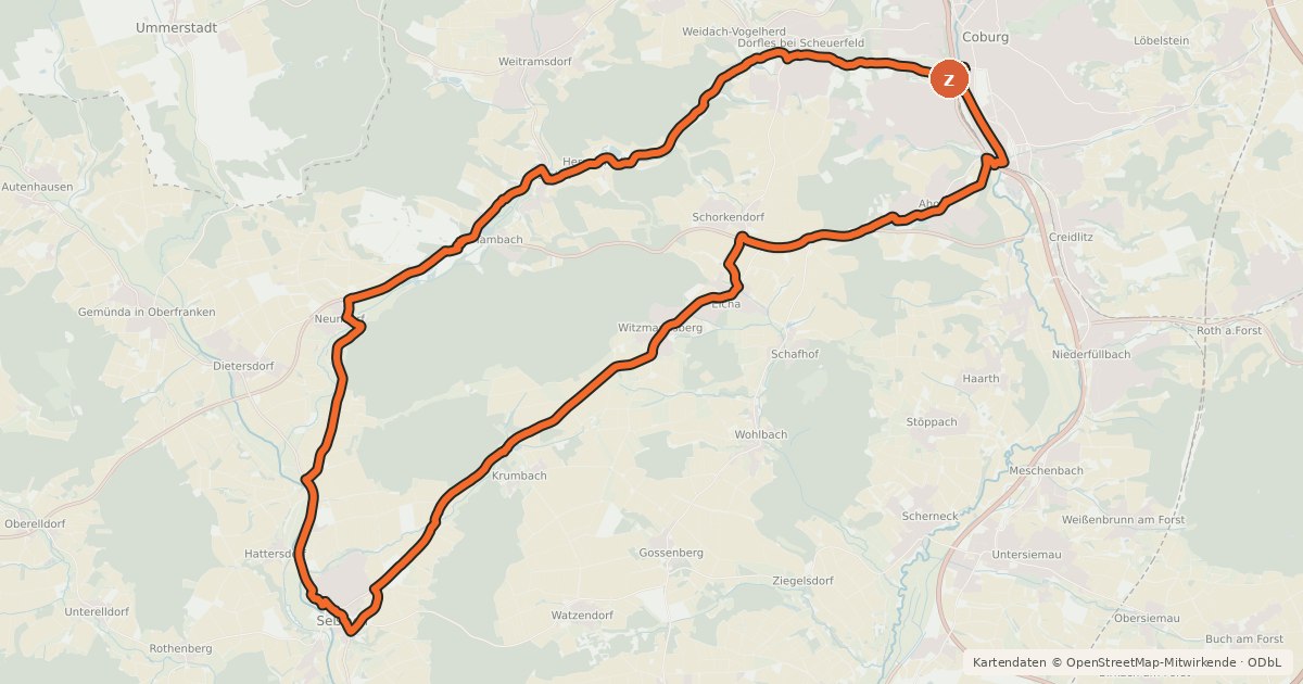 Kartenübersicht der Radroute Tour der Fachwerkromantik