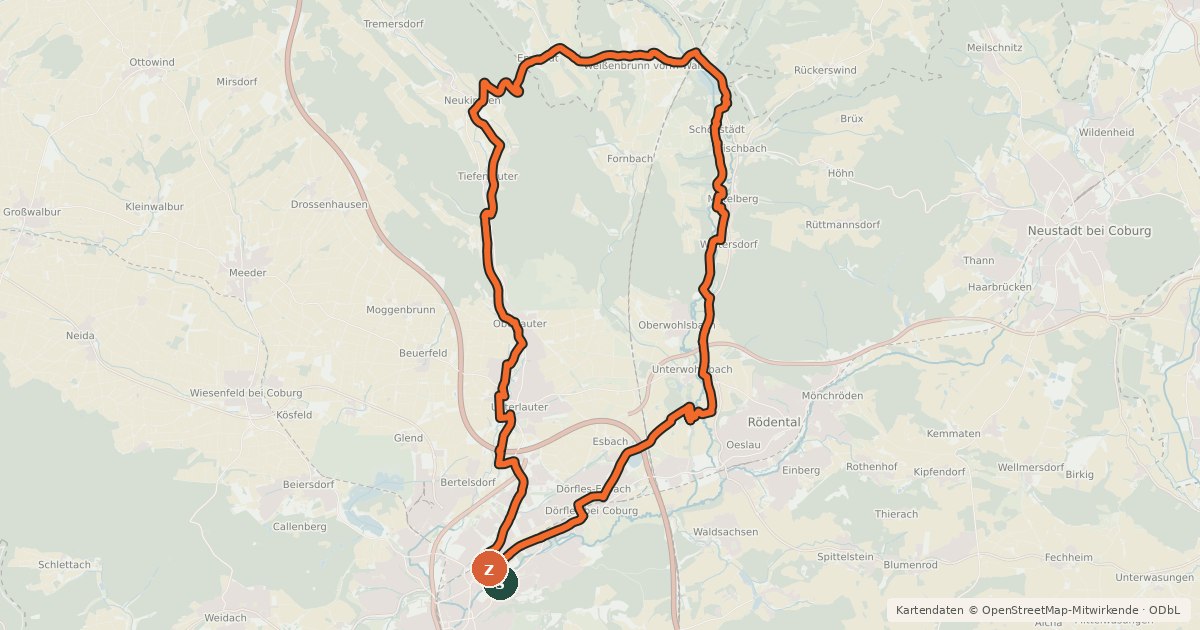 Kartenübersicht der Radroute Tour der Schlossromantik