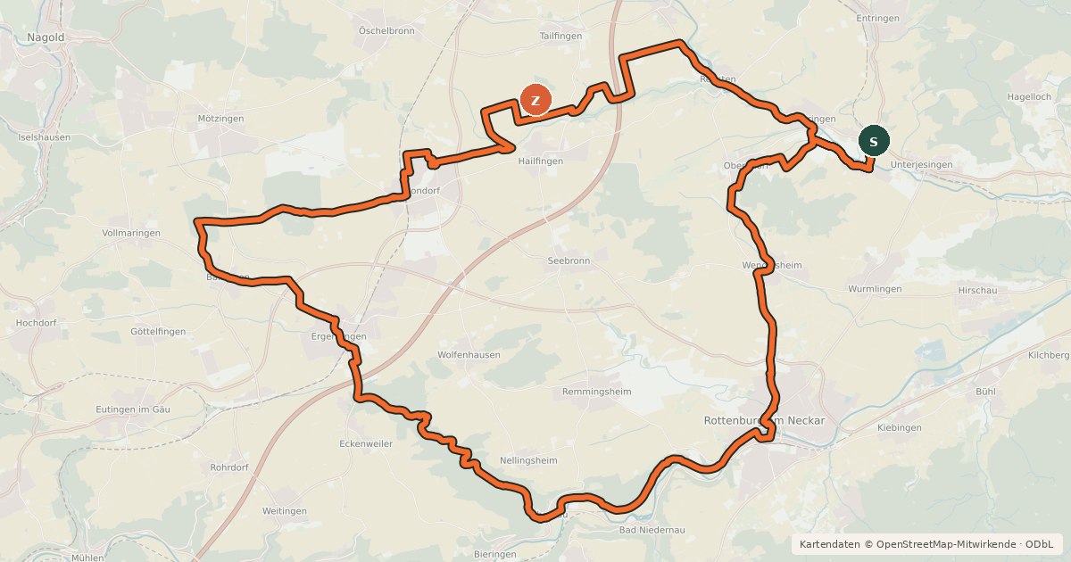 Kartenübersicht der Radroute Tour des Erinnerns