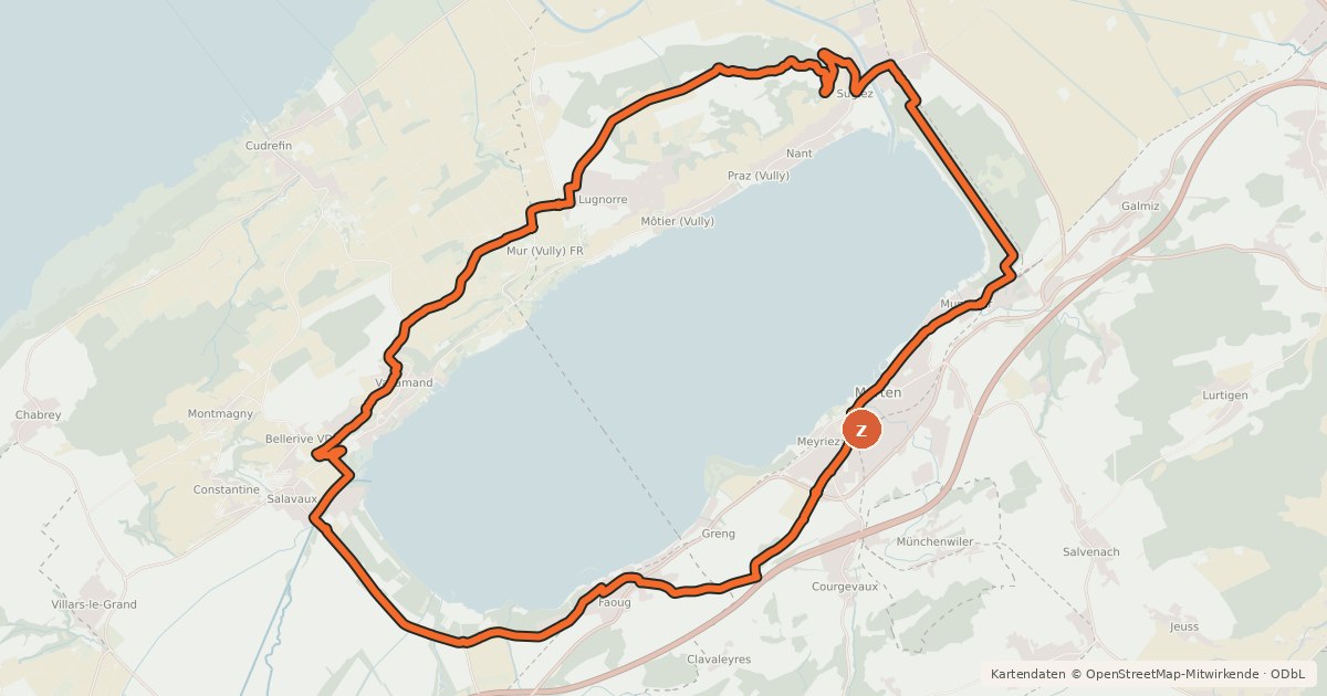 Kartenübersicht der Radroute Tour du Lac de Morat
