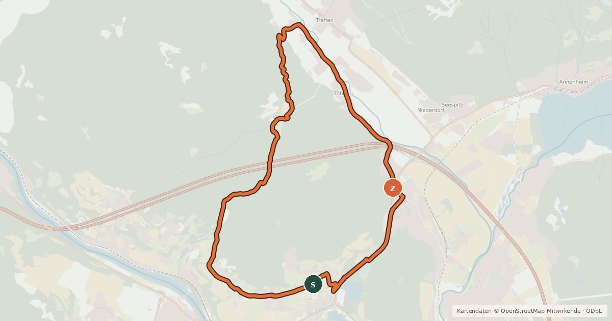 Kartenübersicht der Radroute Tour rund um den Oswaldiberg
