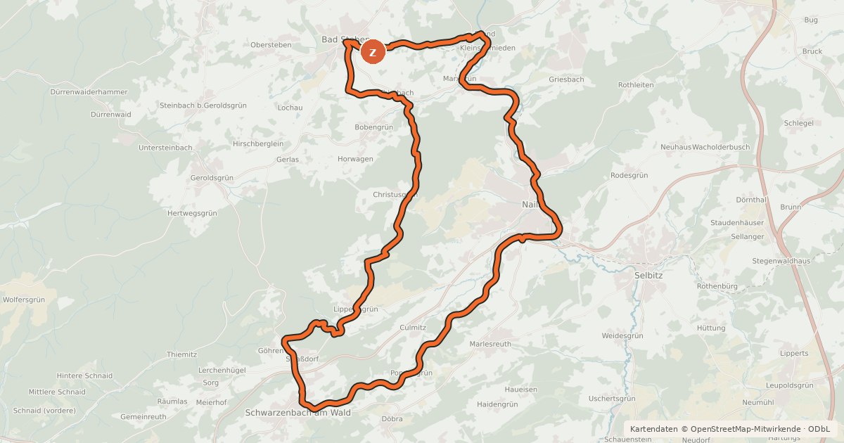 Kartenübersicht der Radroute Tour zur Kur (HO 12)