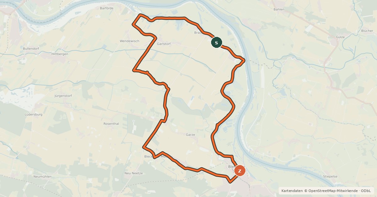 Kartenübersicht der Radroute Tour1