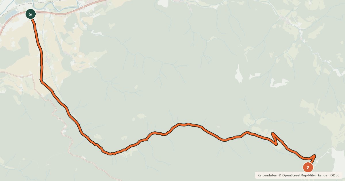 Kartenübersicht der Radroute Traibach – Hauereck