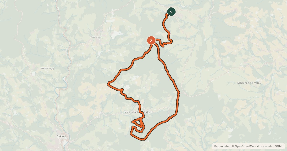 Kartenübersicht der Radroute Trail Land Tour
