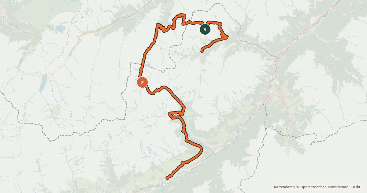 Kartenübersicht der Radroute Trans-Altarezia Bike - Etappe 1
