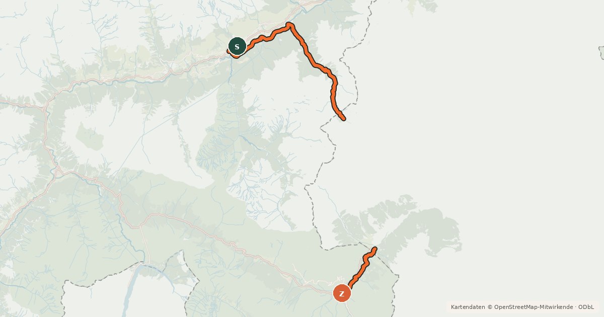 Kartenübersicht der Radroute Trans-Altarezia Bike - Etappe 2