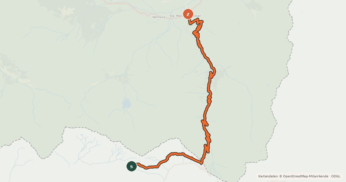 Kartenübersicht der Radroute Trans-Altarezia Bike - Etappe 3