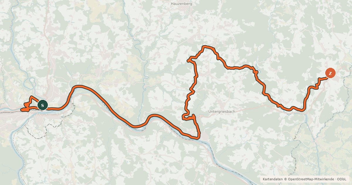Kartenübersicht der Radroute Trans Bayerwald Nordroute Etappe 1