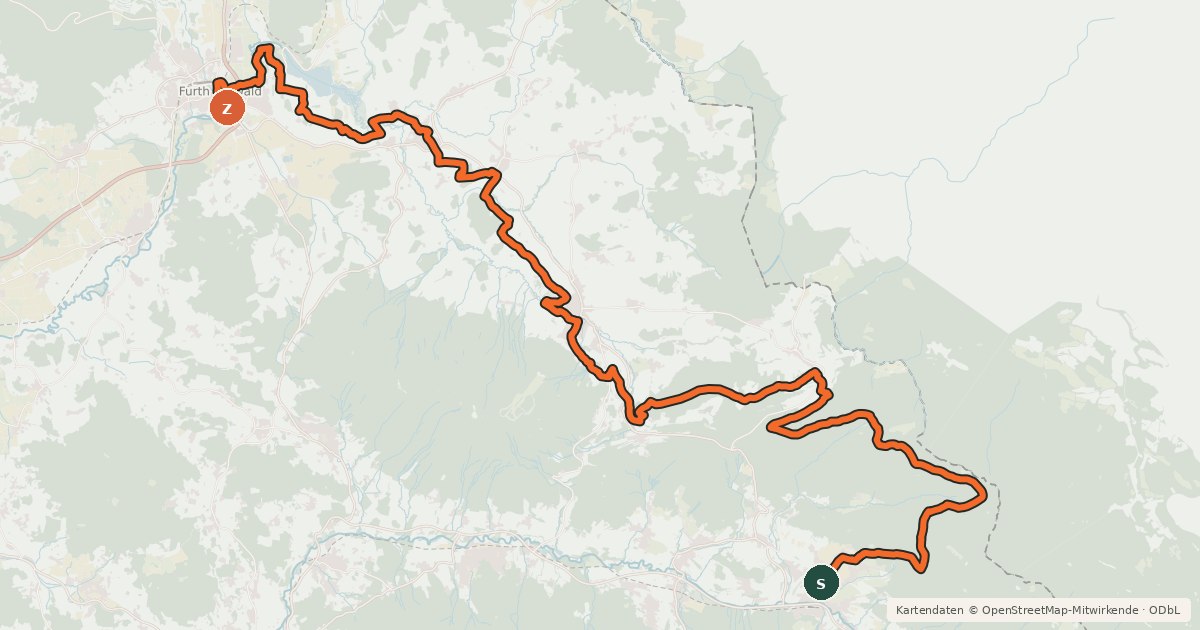 Kartenübersicht der Radroute Trans Bayerwald Nordroute Etappe 7