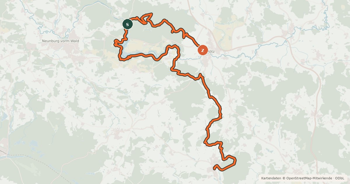 Kartenübersicht der Radroute Trans Bayerwald Südroute Etappe 2