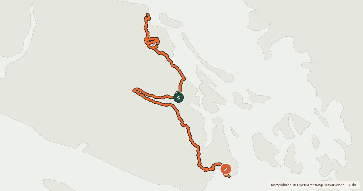 Kartenübersicht der Radroute Trans-Canada Trail (Vancouver Island)