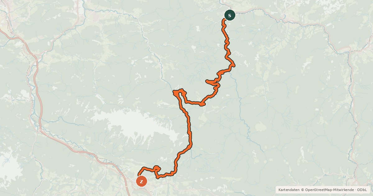 Kartenübersicht der Radroute Trans Nationalpark - Etappe 2
