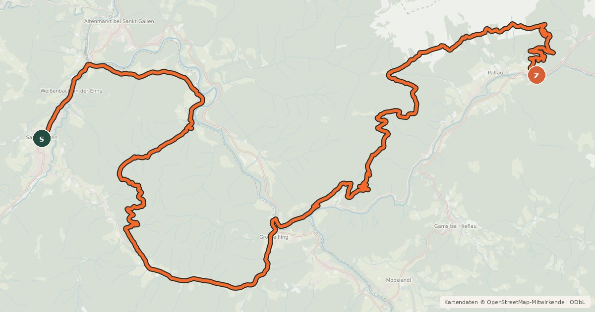 Kartenübersicht der Radroute Trans Nationalpark - Etappe 4