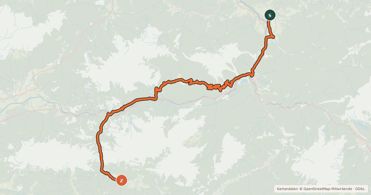 Kartenübersicht der Radroute Trans Nationalpark - Etappe 6