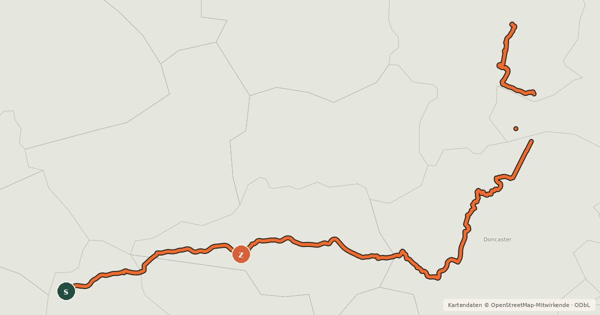 Kartenübersicht der Radroute Trans Pennine Trail