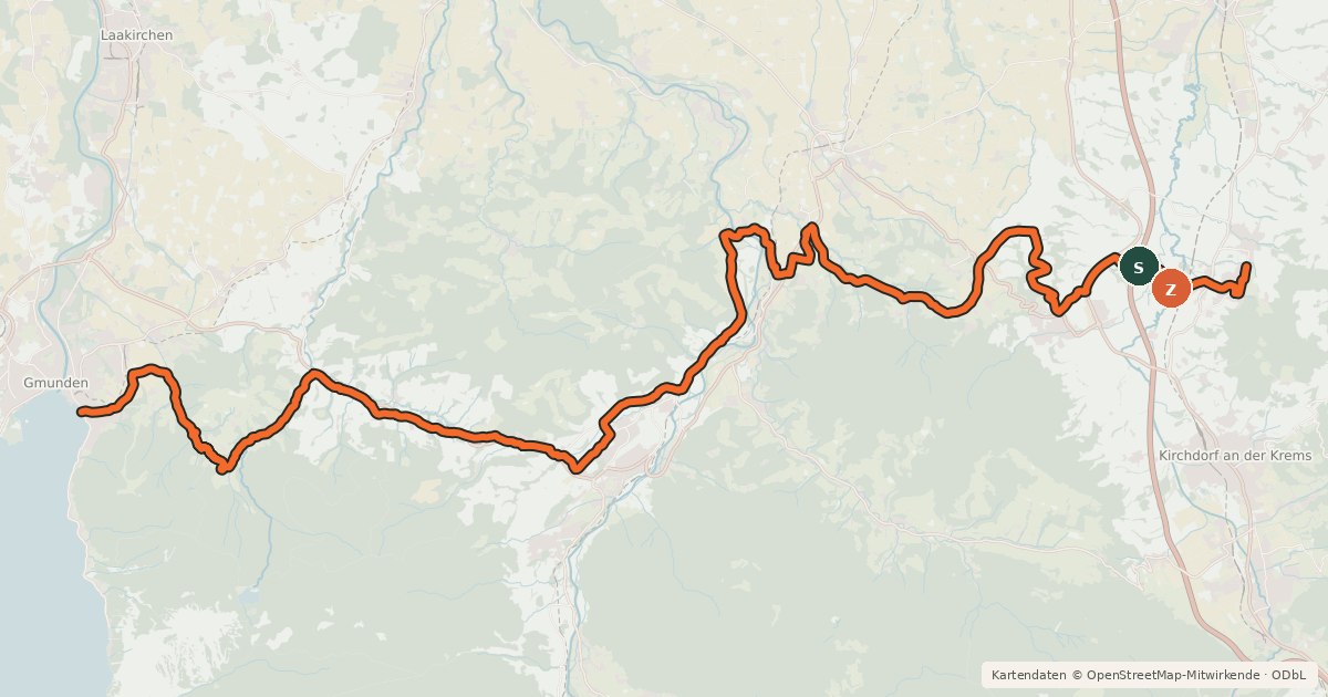 Kartenübersicht der Radroute Traunviertel Radtour (Etappe 2)
