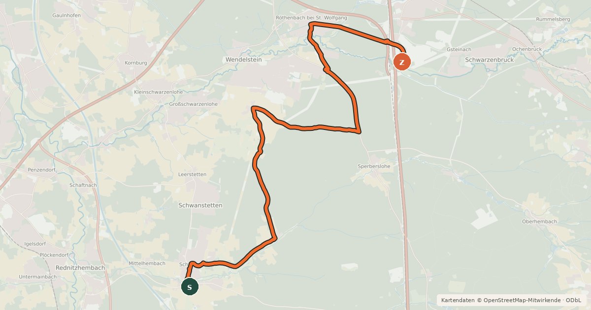Kartenübersicht der Radroute Treidel-Tour