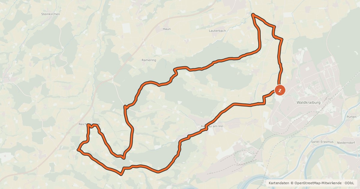 Kartenübersicht der Radroute Trescherberg