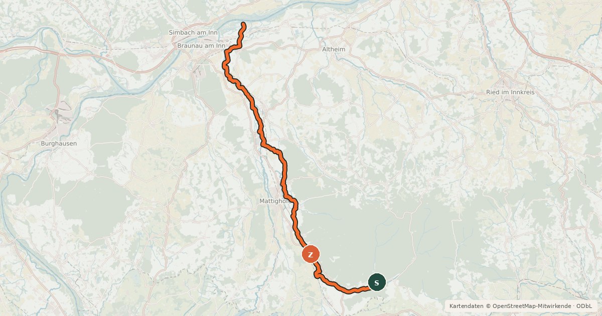 Kartenübersicht der Radroute Triftweg