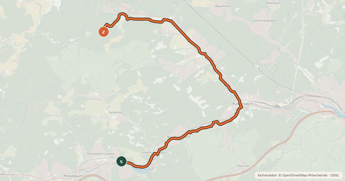 Kartenübersicht der Radroute Troppbergweg