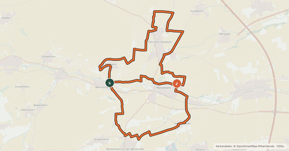 Kartenübersicht der Radroute Trulloweg-Radweg