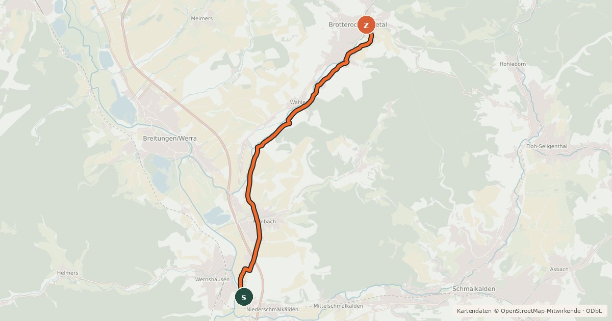 Kartenübersicht der Radroute Truse Radweg