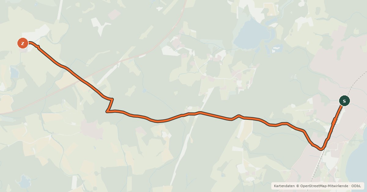 Kartenübersicht der Radroute Tutzing - Kerschlach
