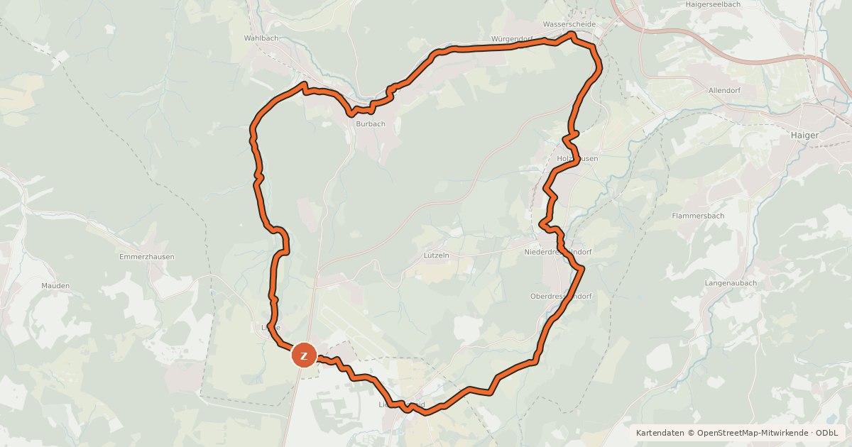 Kartenübersicht der Radroute Über die Dörfer