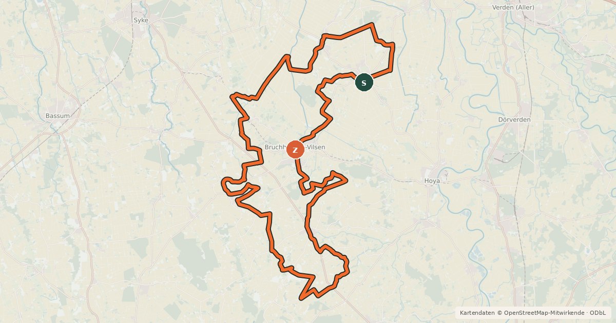 Kartenübersicht der Radroute Überlandtour