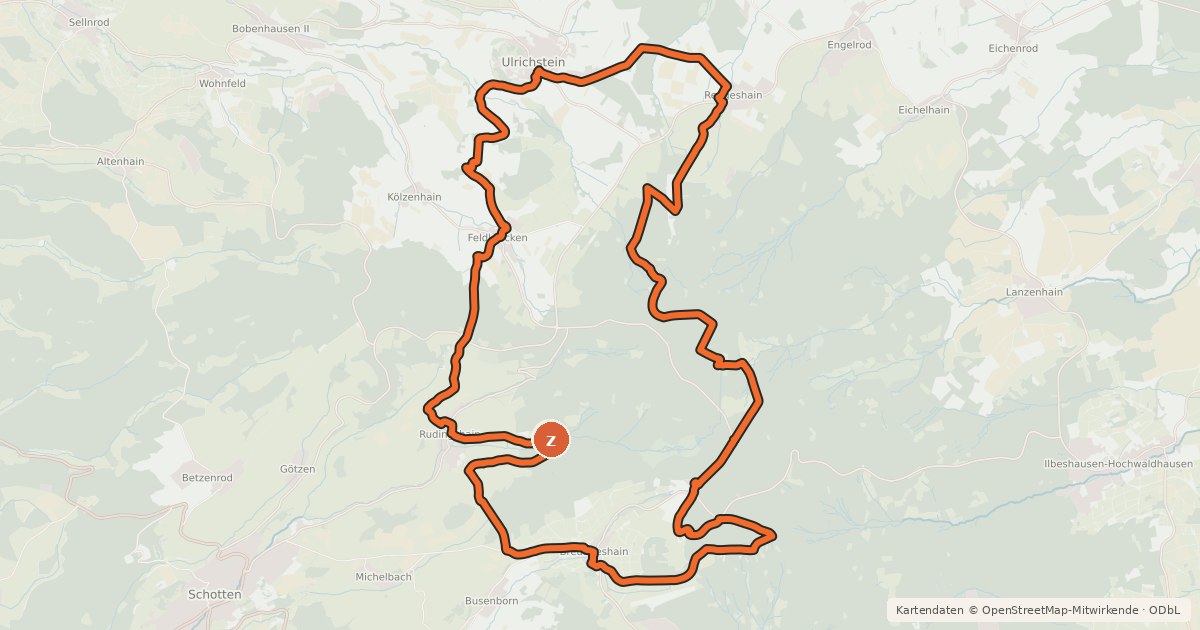 Kartenübersicht der Radroute Ulrichsteiner Panorama Runde