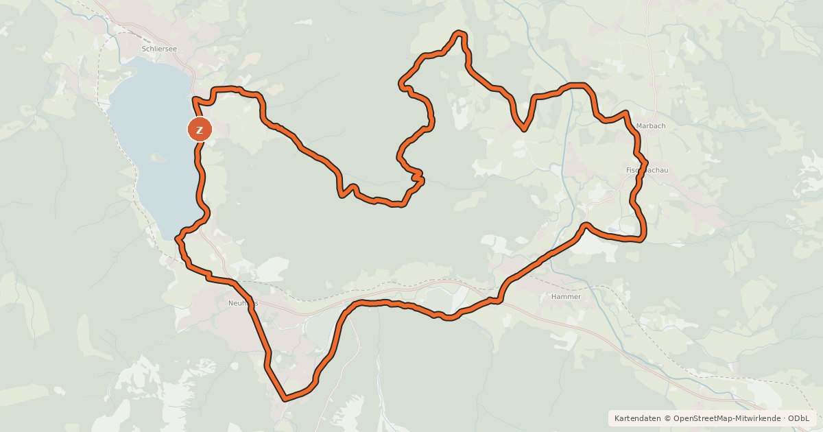 Kartenübersicht der Radroute Um das Aurachköpfel über Schliersee