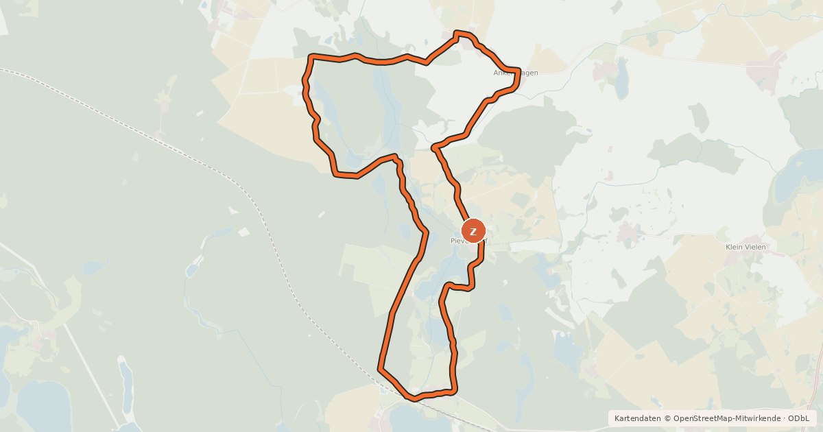 Kartenübersicht der Radroute Um die Havelquellseen