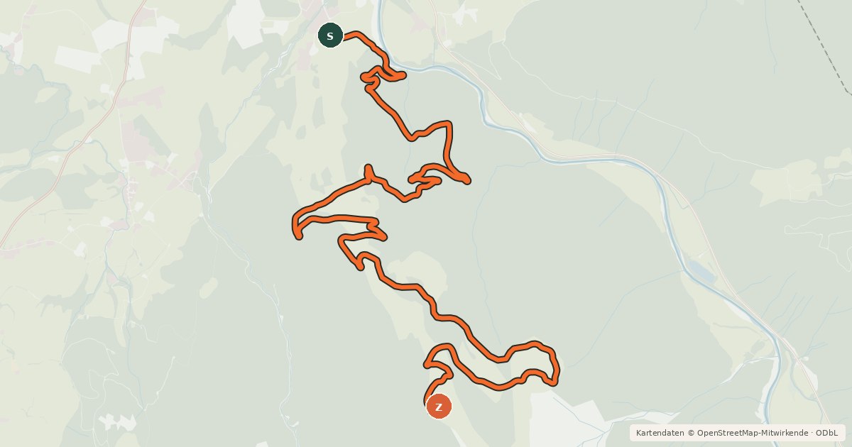 Kartenübersicht der Radroute Unterberg