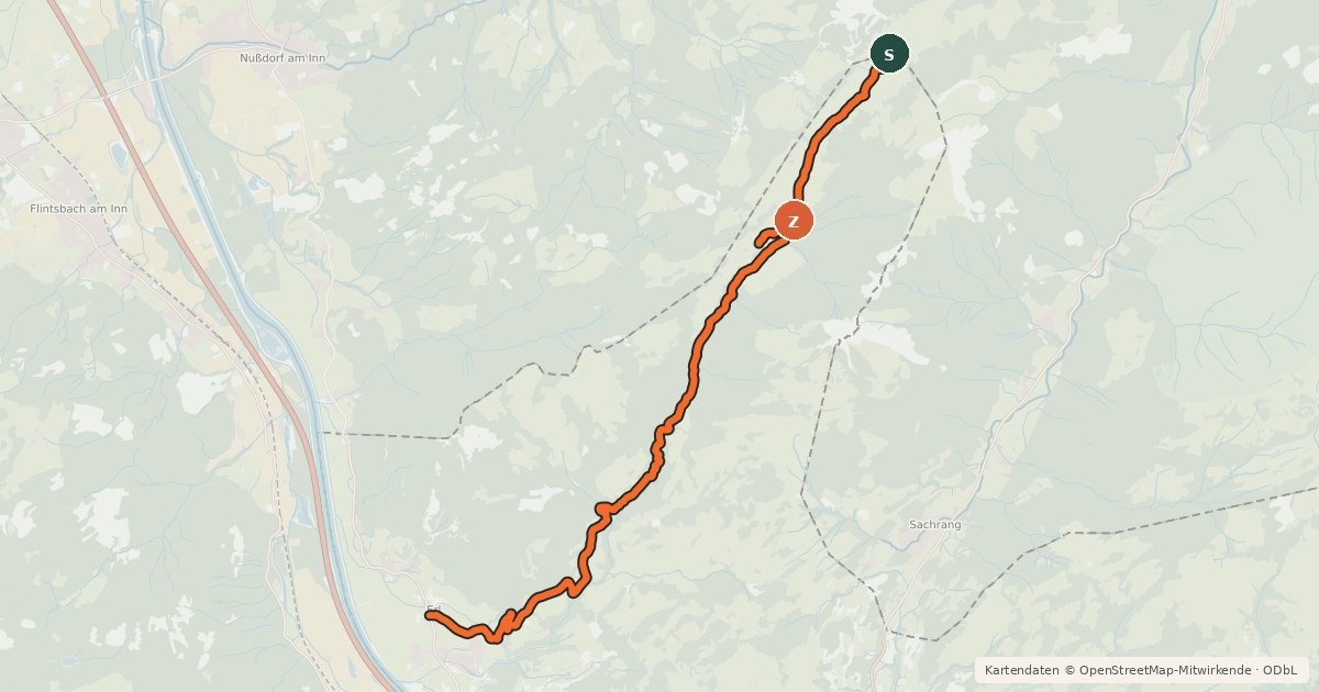 Kartenübersicht der Radroute Unterwiesenalm-Tour