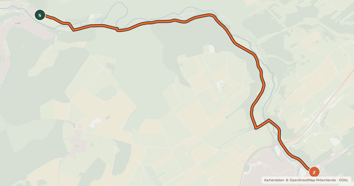 Kartenübersicht der Radroute Urft (36) - Nettersheim (81)