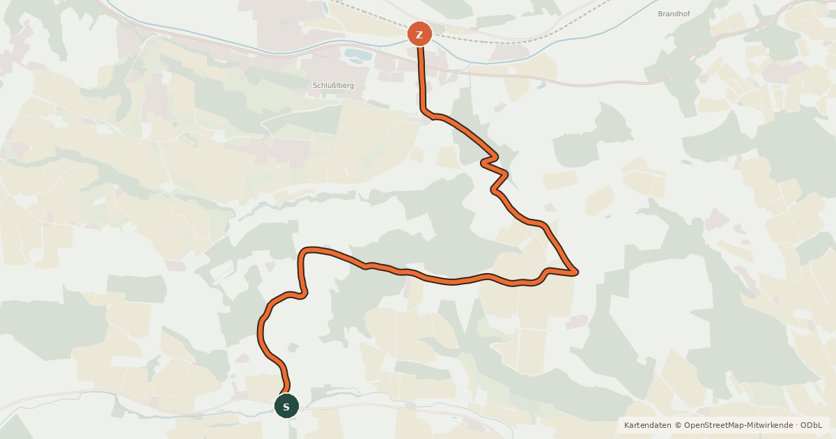 Kartenübersicht der Radroute V7, Innbachtal-Radweg