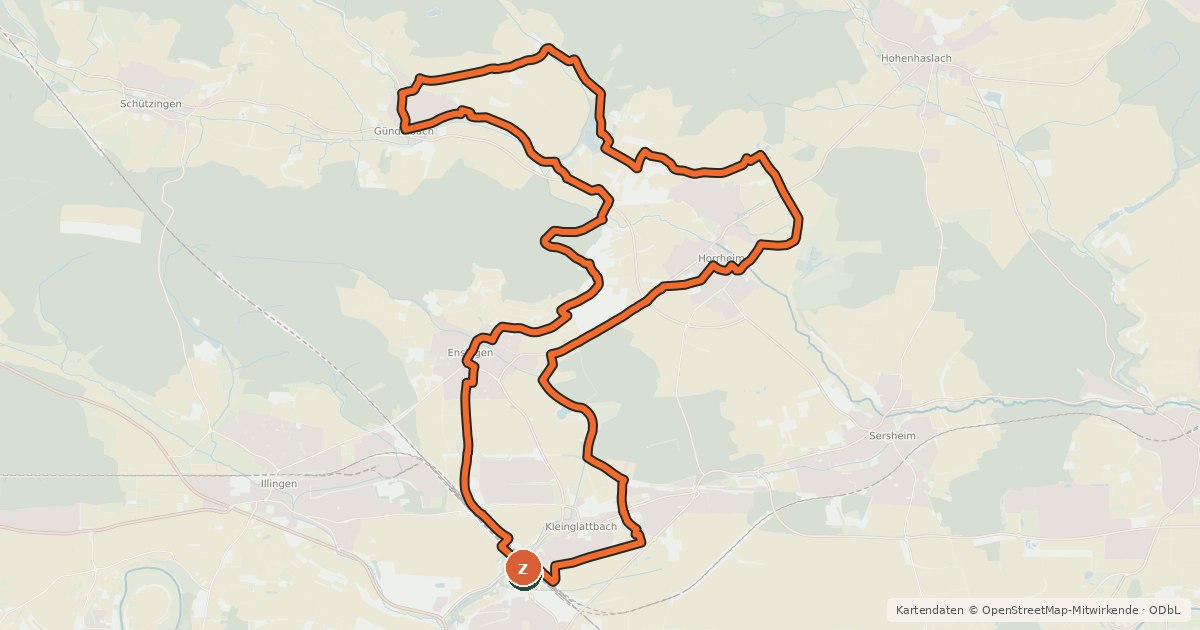 Kartenübersicht der Radroute VAI-Tour-Nord