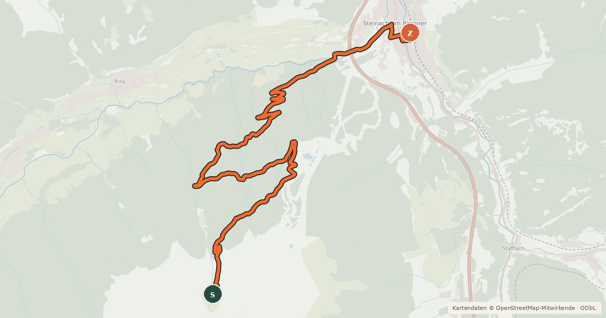 Kartenübersicht der Radroute Vallmeritzalm