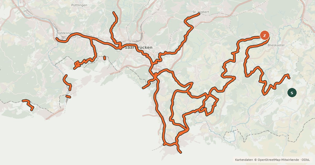 Kartenübersicht der Radroute Velo visavis Transversales