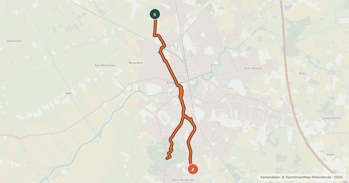 Kartenübersicht der Radroute Veloroute 1
