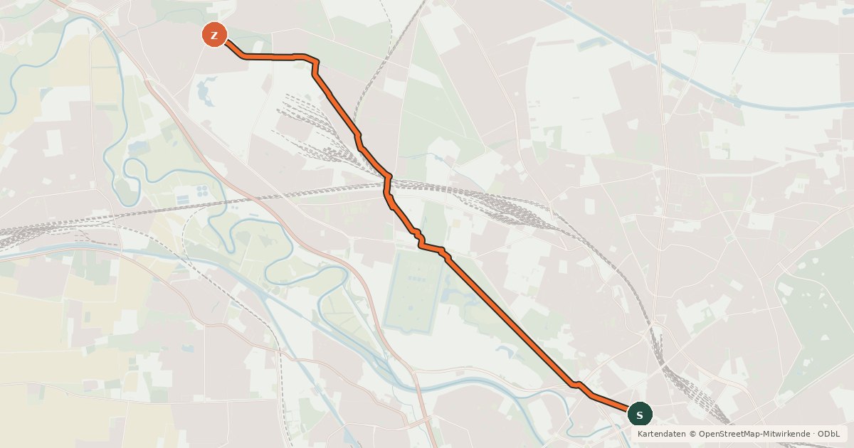 Kartenübersicht der Radroute Veloroute 12