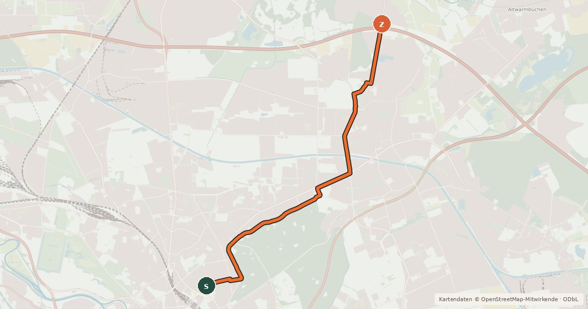 Kartenübersicht der Radroute Veloroute 3