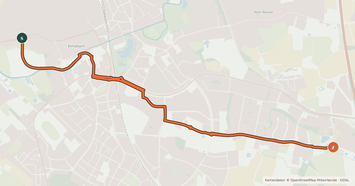Kartenübersicht der Radroute Veloroute 6