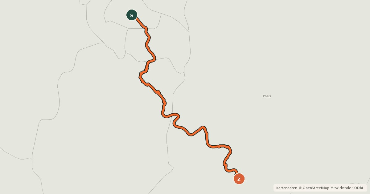 Kartenübersicht der Radroute Véloroute La Seine à vélo (Tronçon Île de France - Sud)