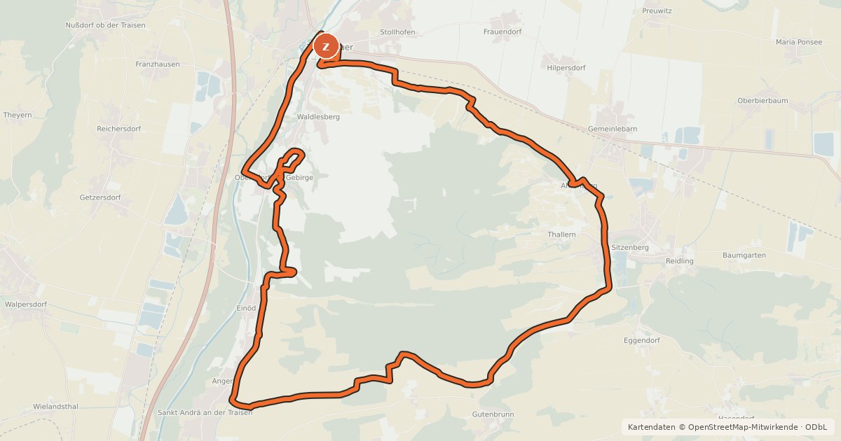 Kartenübersicht der Radroute Venusberg-Tour