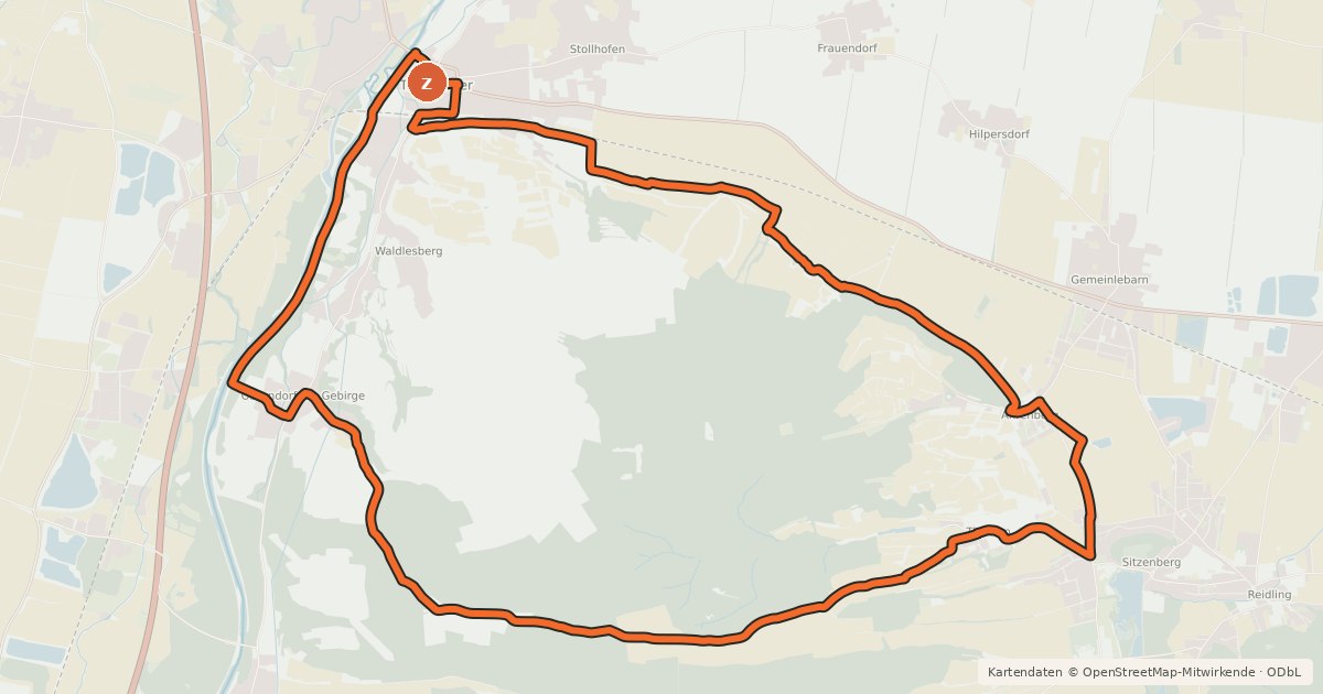 Kartenübersicht der Radroute Venusberg-Tour Oschneida